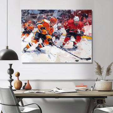 Hockey Players During Playoffs I - Sport Hockey Canvas Wall Art
